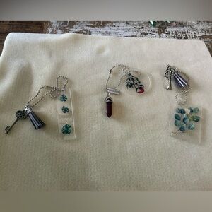 Set of 3 handmade rearview mirror hangars.  Chain is 10”